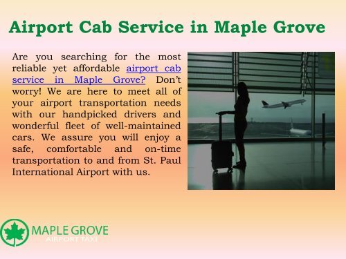 Airport Cab Service in Maple Grove| Maple Grove Taxi Service