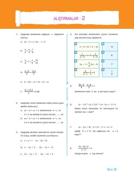 denklem ve eşitsizlikler