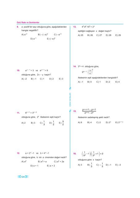 denklem ve eşitsizlikler