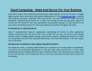 Cloud Computing – Need And Secure For Your Business