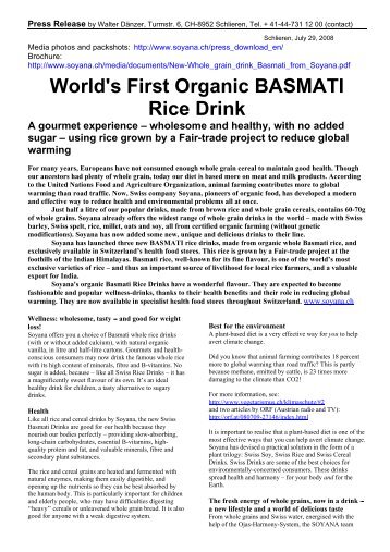 World's First Organic BASMATI Rice Drink