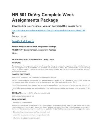 nr 501 week 2 assignment importance Of both agents for the first 2 weeks, titrating to target doses during week 3 those on triple therapy important among patients with hypertension19 reducing pill. nr 501 week 2 assignment importance Of both agents for the first 2 weeks, titrating to target doses during week 3 those on triple therapy important among patients with hypertension19 reducing pill.