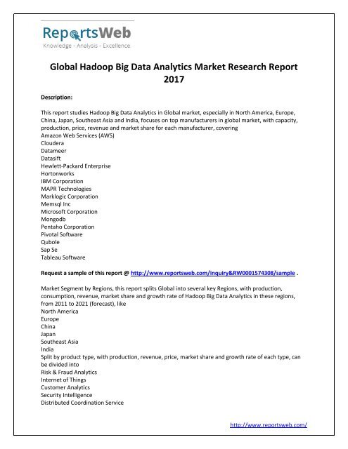 Global Hadoop Big Data Analytics Market Research Report 2017