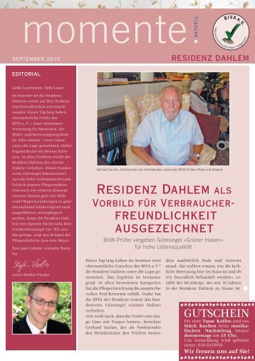 residenz dahlem als freundlichkeit ausgezeichnet - HPW ...