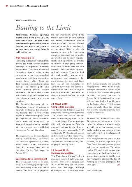 Zermatt Magazin 2015