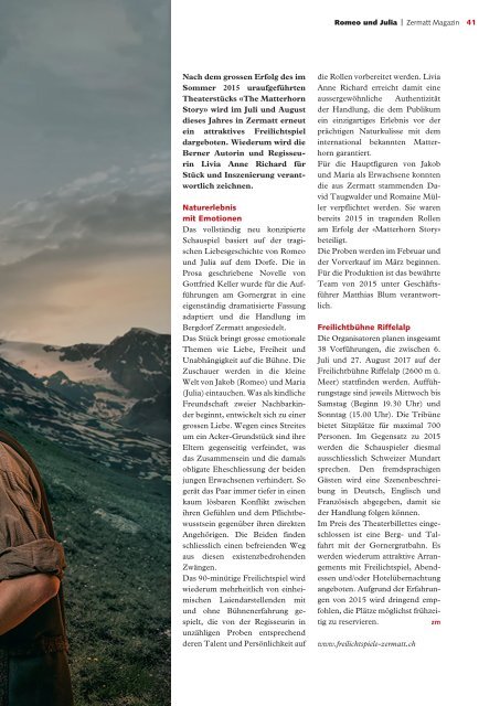 Zermatt Magazin 2017