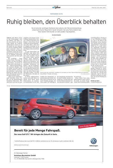 Nordkurier Ratgeber "Fahrt ins Blaue" 