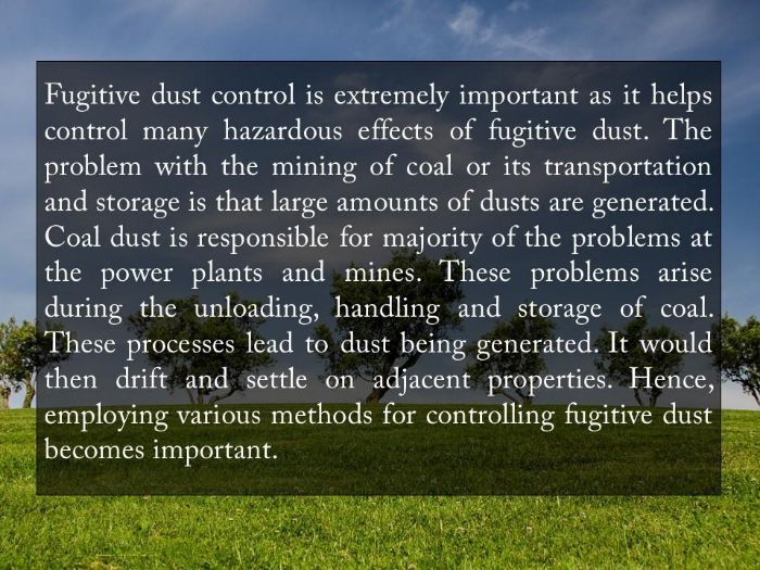 The Different Methods of Fugitive Dust Control