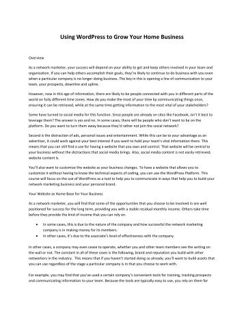 Using WordPress to Grow Your Home Business