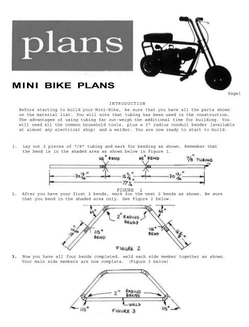 Mini Bike Plans - Vintage Projects