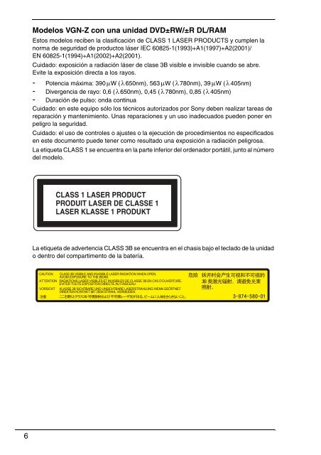 Sony VGN-NW21EF - VGN-NW21EF Documenti garanzia Spagnolo