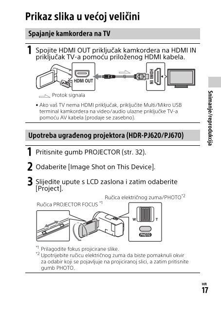 Sony HDR-PJ620 - HDR-PJ620 Istruzioni per l'uso Croato