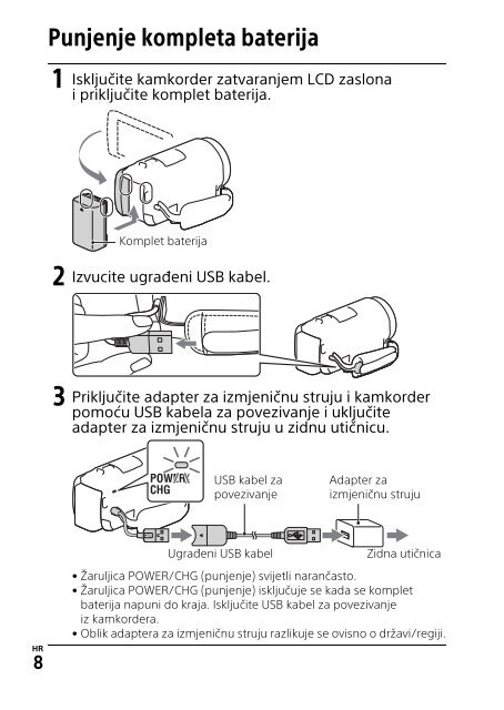 Sony HDR-PJ620 - HDR-PJ620 Istruzioni per l'uso Croato