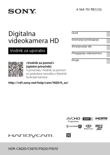 Sony HDR-PJ620 - HDR-PJ620 Istruzioni per l'uso Sloveno