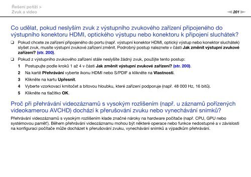 Sony VPCSA4C5E - VPCSA4C5E Istruzioni per l'uso Ceco