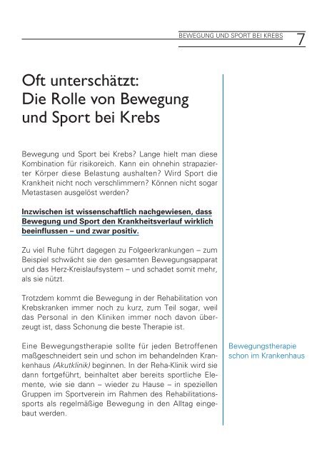 Bewegung und Sport bei Krebs - Klinikum Ingolstadt