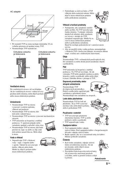 Sony KLV-15SR3E - KLV-15SR3E Istruzioni per l'uso Slovacco