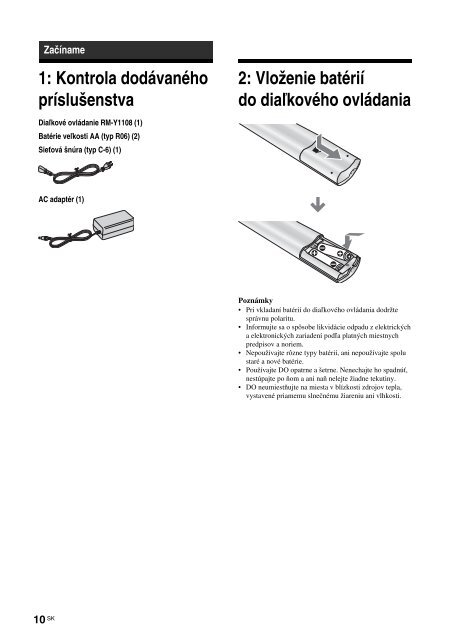 Sony KLV-15SR3E - KLV-15SR3E Istruzioni per l'uso Slovacco
