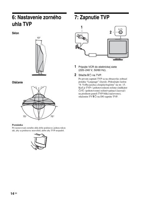 Sony KLV-15SR3E - KLV-15SR3E Istruzioni per l'uso Slovacco