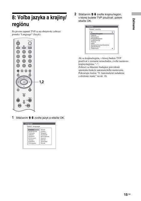 Sony KLV-15SR3E - KLV-15SR3E Istruzioni per l'uso Slovacco