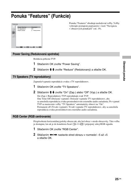 Sony KLV-15SR3E - KLV-15SR3E Istruzioni per l'uso Slovacco