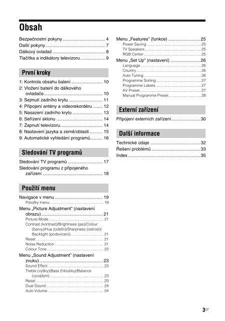 Sony KLV-15SR3E - KLV-15SR3E Istruzioni per l'uso Ceco