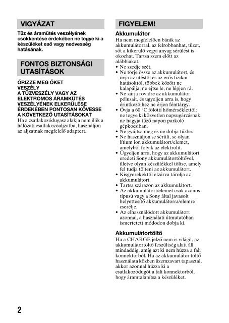 Sony DSLR-A290L - DSLR-A290L Consignes d&rsquo;utilisation Hongrois