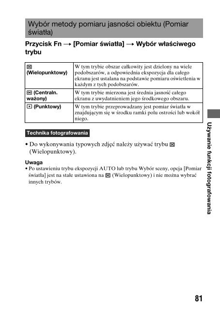 Sony DSLR-A290L - DSLR-A290L Consignes d&rsquo;utilisation Polonais