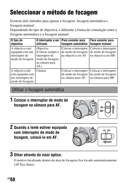 Sony DSLR-A290L - DSLR-A290L Consignes d&rsquo;utilisation Portugais