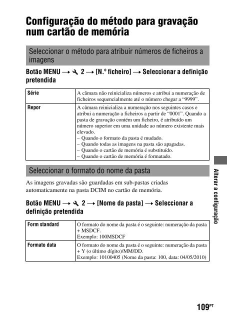 Sony DSLR-A290L - DSLR-A290L Consignes d&rsquo;utilisation Portugais