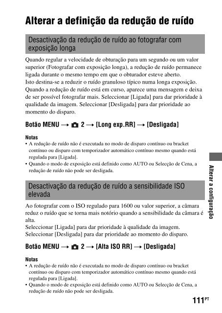 Sony DSLR-A290L - DSLR-A290L Consignes d&rsquo;utilisation Portugais