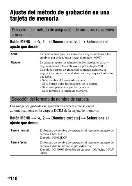 Sony DSLR-A290L - DSLR-A290L Consignes d&rsquo;utilisation Espagnol