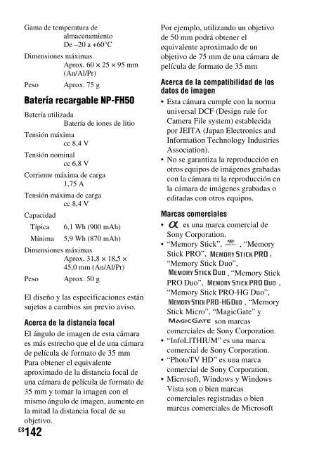 Sony DSLR-A290L - DSLR-A290L Consignes d&rsquo;utilisation Espagnol