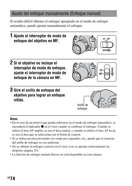 Sony DSLR-A290L - DSLR-A290L Consignes d&rsquo;utilisation Espagnol