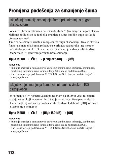 Sony DSLR-A290L - DSLR-A290L Mode d'emploi Croate