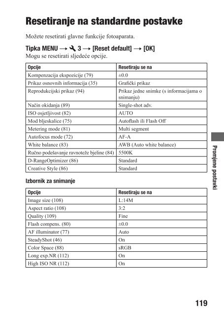 Sony DSLR-A290L - DSLR-A290L Mode d'emploi Croate