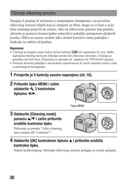 Sony DSLR-A290L - DSLR-A290L Mode d'emploi Croate