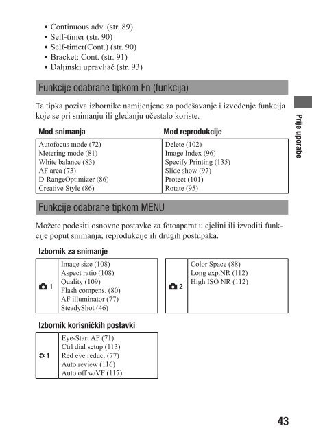 Sony DSLR-A290L - DSLR-A290L Mode d'emploi Croate