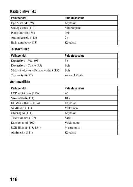 Sony DSLR-A290L - DSLR-A290L Consignes d&rsquo;utilisation Finlandais