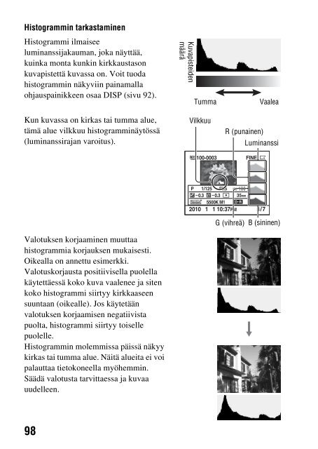 Sony DSLR-A290L - DSLR-A290L Consignes d&rsquo;utilisation Finlandais