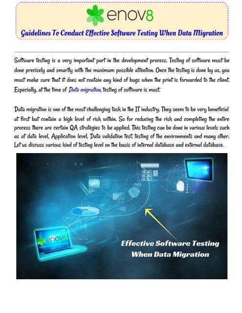 Guidelines To Conduct Effective Software Testing When Data Migration