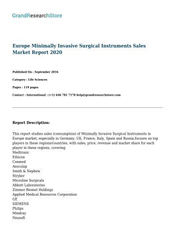 Europe Minimally Invasive Surgical Instruments Sales Market Report 2020