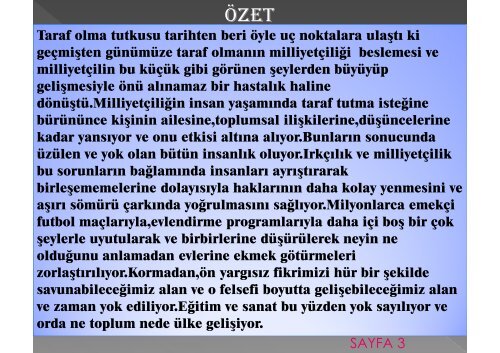 TARAF OLMANIN MİLLİYETÇİLİĞE ETKİSİ yazar-şair= Tayfur bozkurt