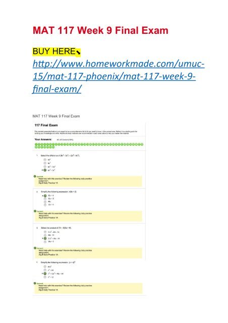 Mat 117 Week 9 Final Exam