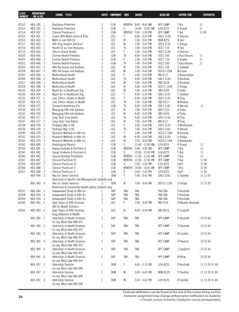 Fall 2017 Open University Schedule Interactive