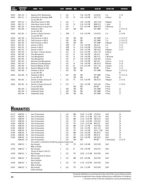 Fall 2017 Open University Schedule Interactive