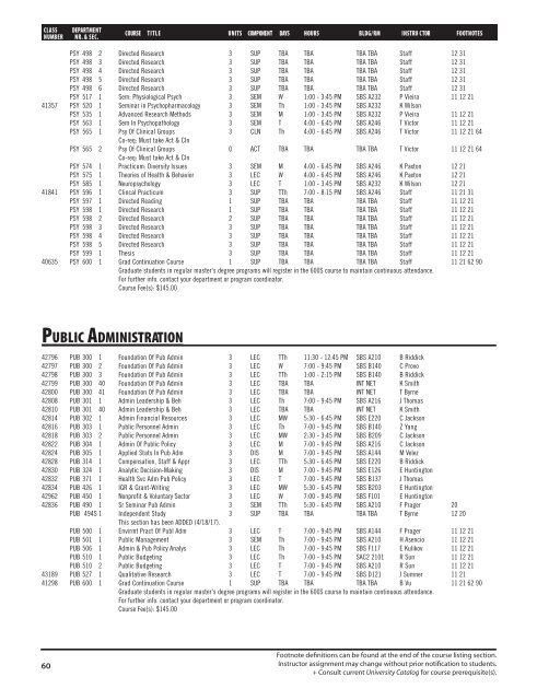 Fall 2017 Open University Schedule Interactive