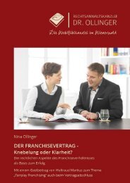 Buch Franchisevertrag von Rechtsanwältin Nina Ollinger