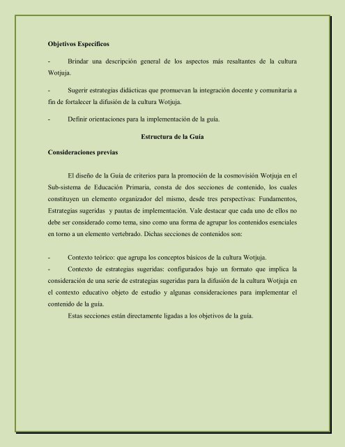 Prototipo de Guia de Pedagogico sobre laCosmovisión Wotjuja I