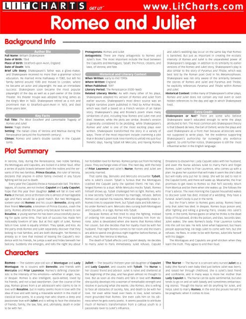 Romeo And Juliet Character Chart Pdf